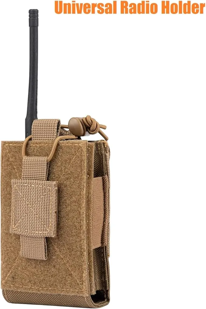 Adjustable Radio Pouch MOLLE Radio Holder for Tactical Duty Belt Two Ways Radio Holster Walkie Talkies Case Rifle Mag Carrier 5.56mm 7.62mm Magazine Nylon Carry Bag for Police Security Rescue