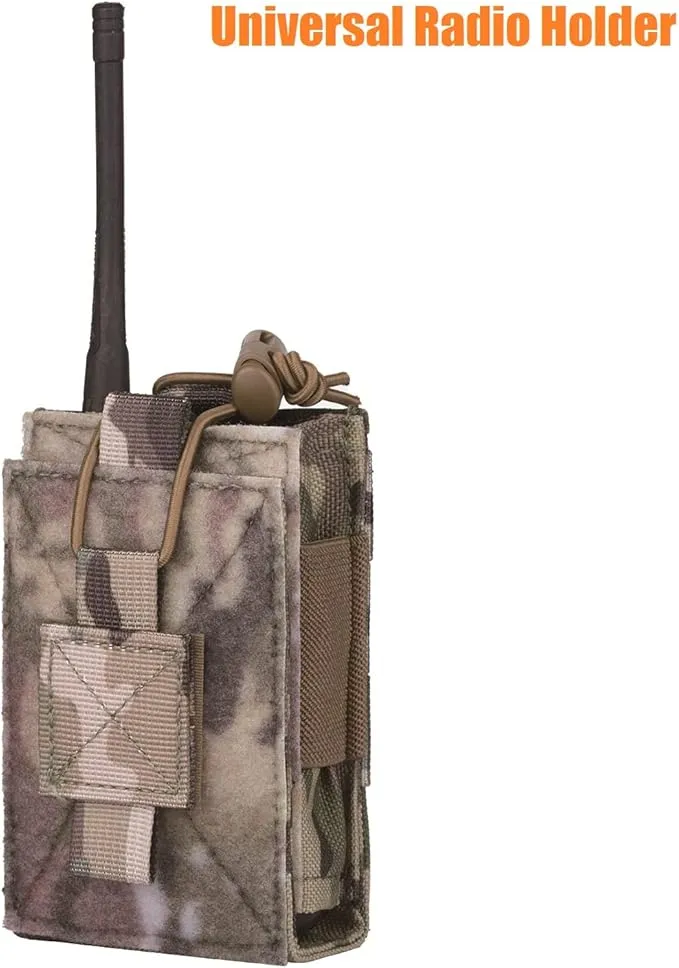 Adjustable Radio Pouch MOLLE Radio Holder for Tactical Duty Belt Two Ways Radio Holster Walkie Talkies Case Rifle Mag Carrier 5.56mm 7.62mm Magazine Nylon Carry Bag for Police Security Rescue