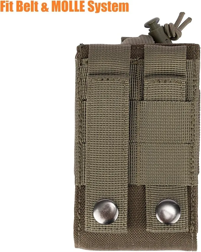 Adjustable Radio Pouch MOLLE Radio Holder for Tactical Duty Belt Two Ways Radio Holster Walkie Talkies Case Rifle Mag Carrier 5.56mm 7.62mm Magazine Nylon Carry Bag for Police Security Rescue