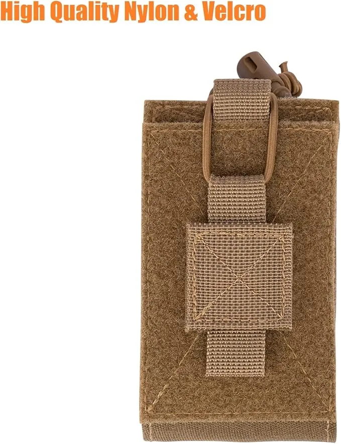 Adjustable Radio Pouch MOLLE Radio Holder for Tactical Duty Belt Two Ways Radio Holster Walkie Talkies Case Rifle Mag Carrier 5.56mm 7.62mm Magazine Nylon Carry Bag for Police Security Rescue