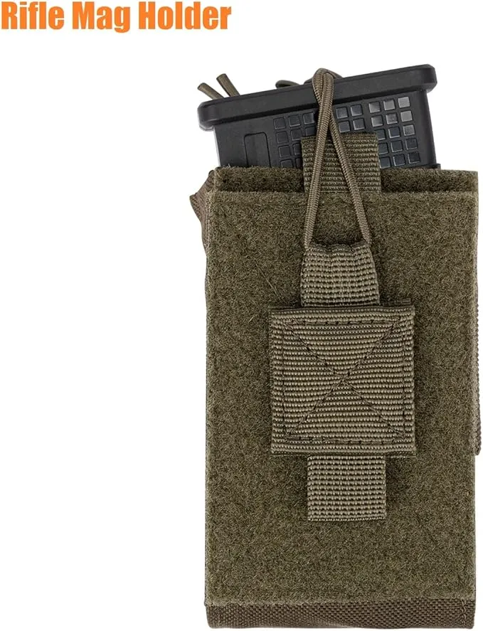 Adjustable Radio Pouch MOLLE Radio Holder for Tactical Duty Belt Two Ways Radio Holster Walkie Talkies Case Rifle Mag Carrier 5.56mm 7.62mm Magazine Nylon Carry Bag for Police Security Rescue
