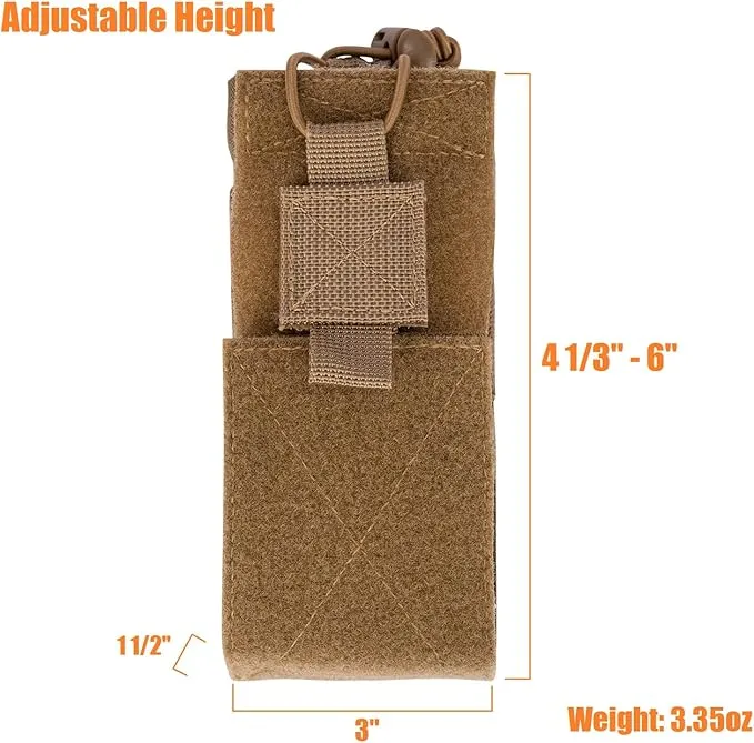Adjustable Radio Pouch MOLLE Radio Holder for Tactical Duty Belt Two Ways Radio Holster Walkie Talkies Case Rifle Mag Carrier 5.56mm 7.62mm Magazine Nylon Carry Bag for Police Security Rescue