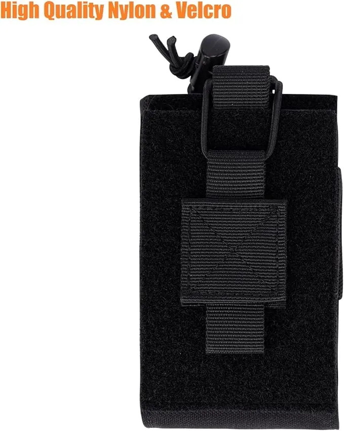 Adjustable Radio Pouch MOLLE Radio Holder for Tactical Duty Belt Two Ways Radio Holster Walkie Talkies Case Rifle Mag Carrier 5.56mm 7.62mm Magazine Nylon Carry Bag for Police Security Rescue