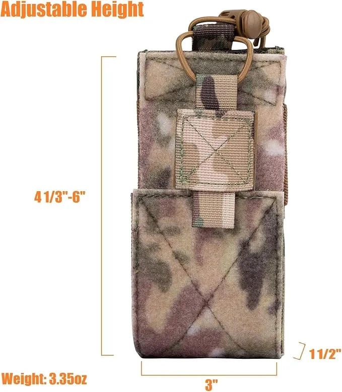 Adjustable Radio Pouch MOLLE Radio Holder for Tactical Duty Belt Two Ways Radio Holster Walkie Talkies Case Rifle Mag Carrier 5.56mm 7.62mm Magazine Nylon Carry Bag for Police Security Rescue