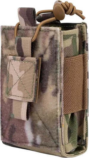 Adjustable Radio Pouch MOLLE Radio Holder for Tactical Duty Belt Two Ways Radio Holster Walkie Talkies Case Rifle Mag Carrier 5.56mm 7.62mm Magazine Nylon Carry Bag for Police Security Rescue