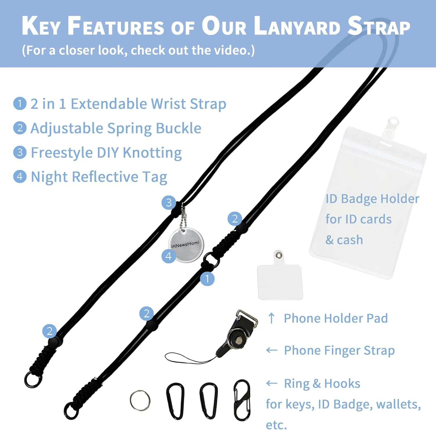 Adjustable Shoulder Bag Strap Replacement Crossbody Strap for Handbags Tote Duffel Bags Reinforced Wide Ergonomic Purse Strap (Black)