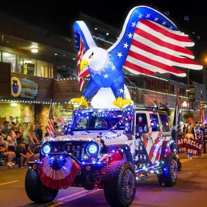 AerWo 6FT 4th of July Inflatable Eagle Car Decorations, Golf Cart Parade Decorations Bald Eagle Blow Up with LED Lights, Patriotic Yard Inflatables for Memorial Day & Independence Day Car Parade Decor