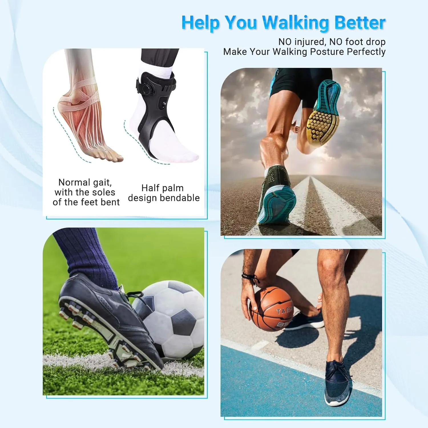 AFO Foot Drop Brace,Medical Ankle Foot Orthosis for Hemiplegia Stroke Varus Walking Support Shoes,Ankle Brace Stabilizer with Inflatable Airbag (Left, X-Large)