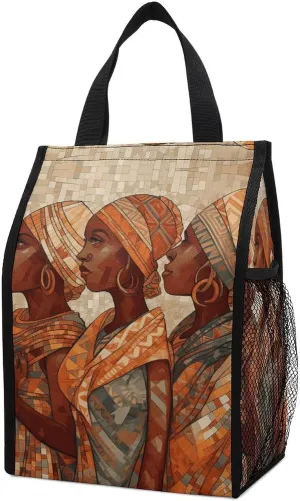 Africa Ethnic Pottery Lunch Bag Insulated Reusable Lunch Box Container Leakproof Lunch Tote Bag for Women Men Office Work Beach Or Travel