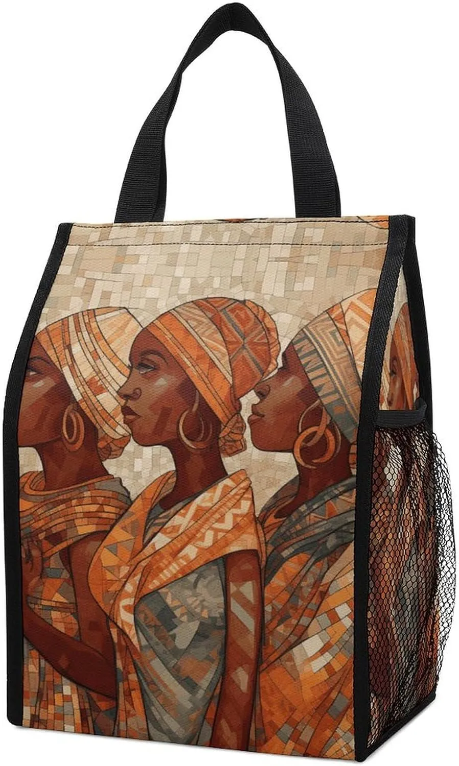 Africa Ethnic Pottery Lunch Bag Insulated Reusable Lunch Box Container Leakproof Lunch Tote Bag for Women Men Office Work Beach Or Travel