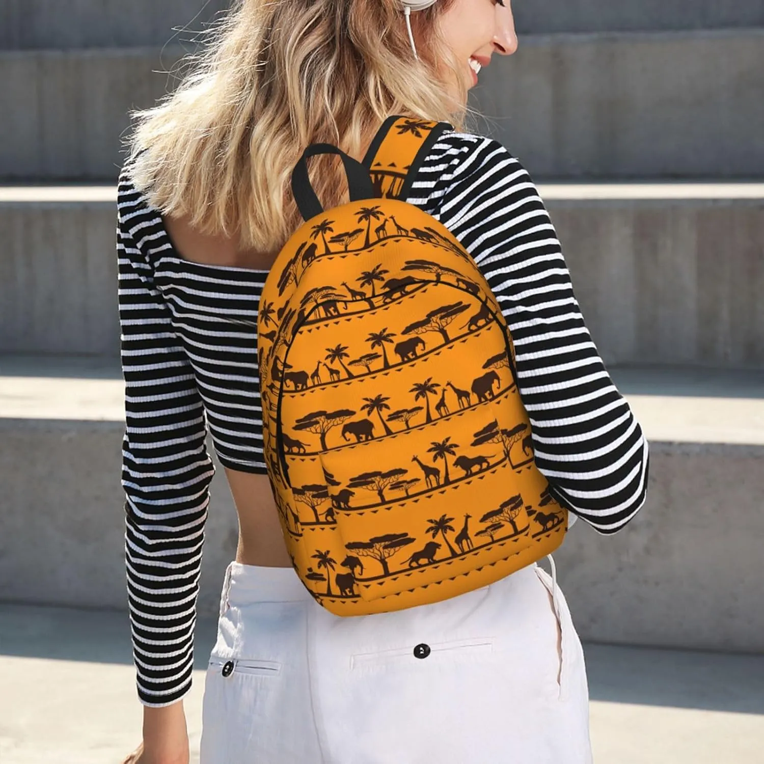 African Animals Canvas Casual Lightweight Duffel Bag, Fashion Duffel Bag, Casual Daypack, Unisex Travel Backpack