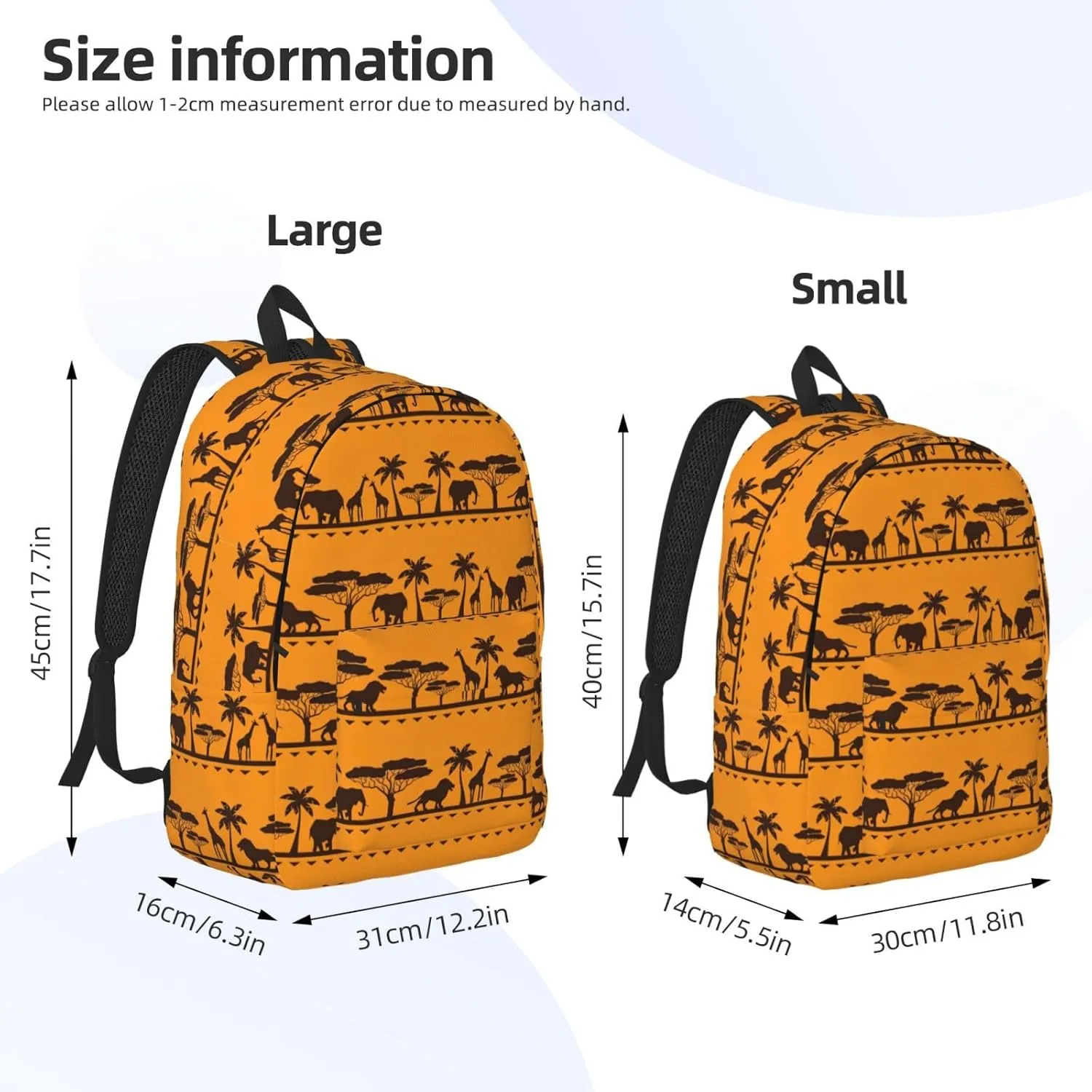 African Animals Canvas Casual Lightweight Duffel Bag, Fashion Duffel Bag, Casual Daypack, Unisex Travel Backpack