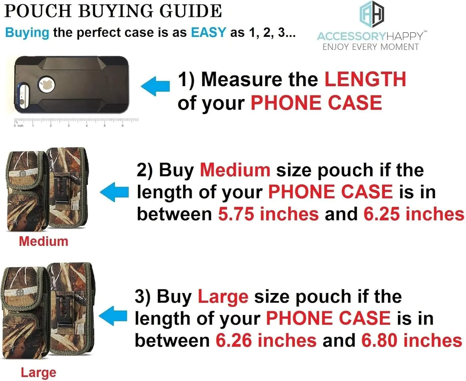 AH Military Grade Hunting Tree Camo Case w/Storage Pocket, for Android iPhone Xs Max iPhone 8 Plus,7 Plus,6s Plus, OnePlus 6T Rugged Canvas Pouch Holster Carrying Bag Fits Phone Thick CASE (Large)