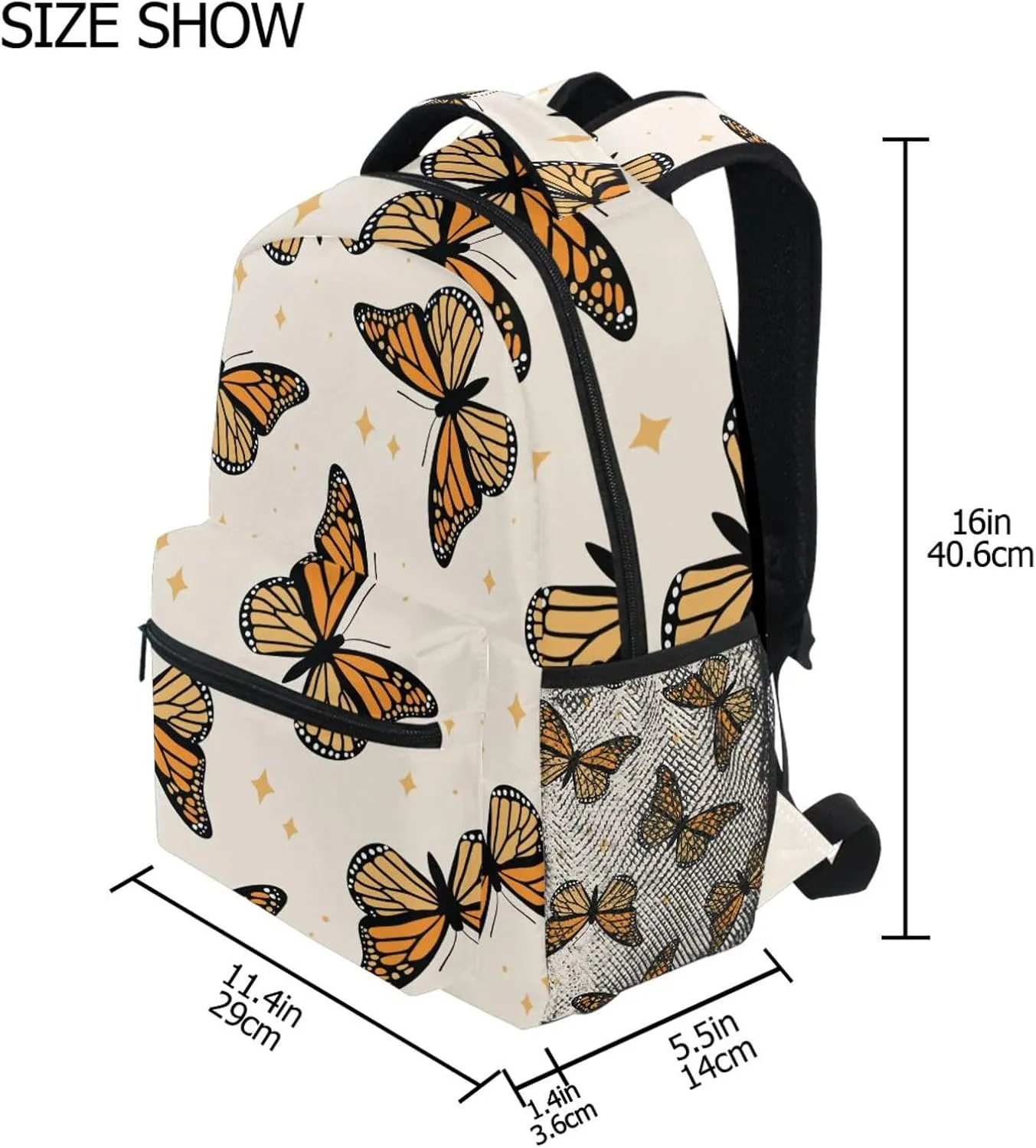 ALAZA Butterfly Backpacks for Girls Boys School Backpack Butterflies Yellow Kids Bookbag 3rd 4th 5th Grade Elementary Students Daypacks Travel Laptop Shoulder Bag
