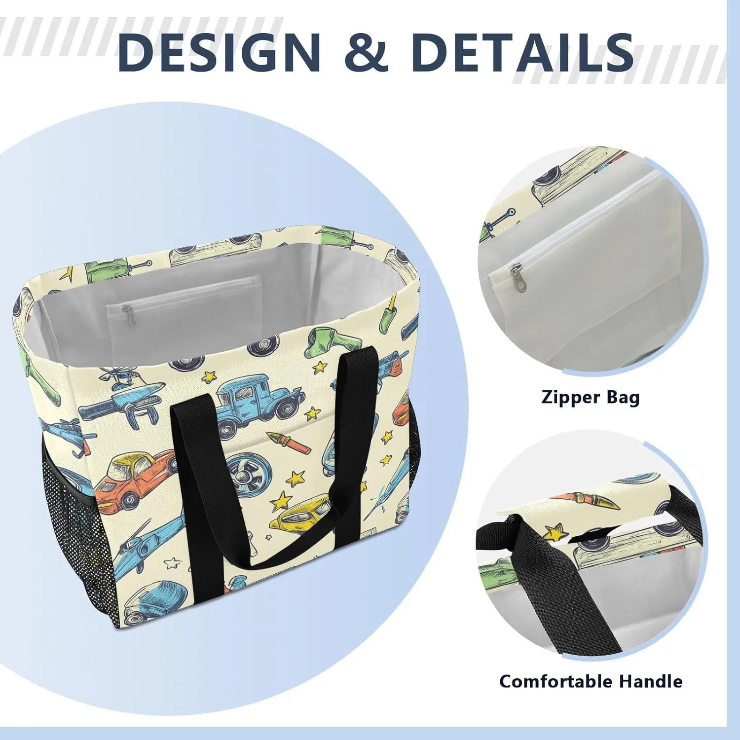 ALAZA Cute Tractor Vehicle Waterproof Beach Tote Bags