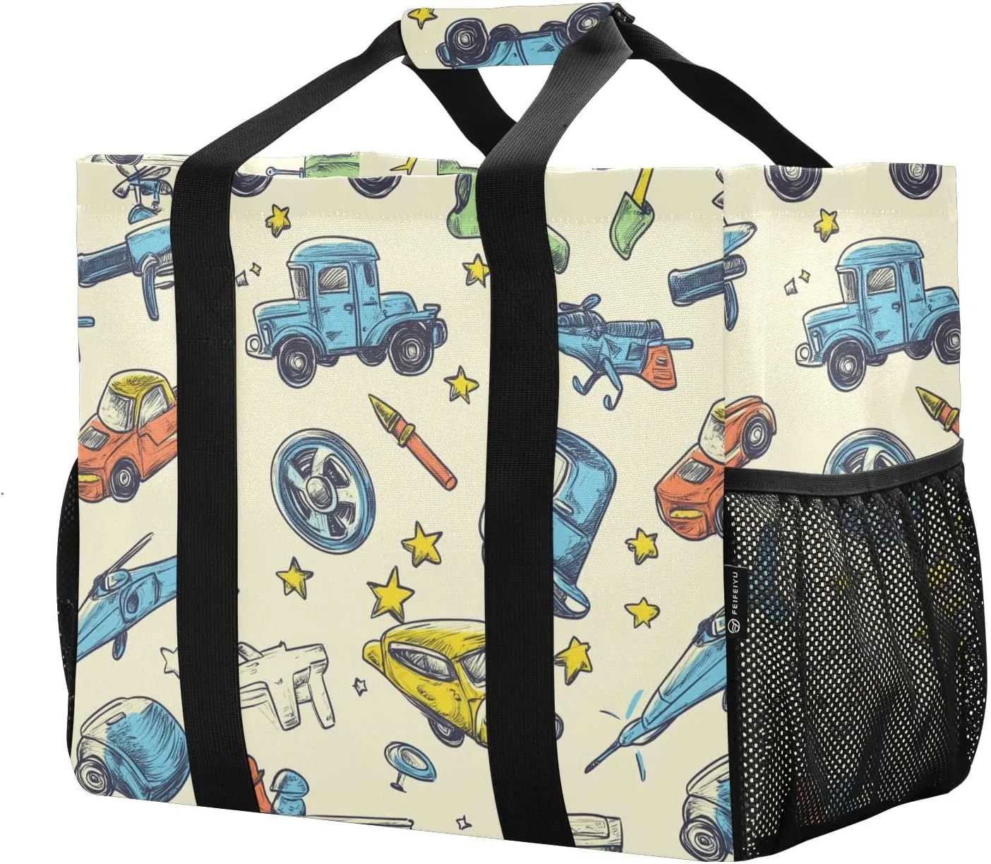 ALAZA Cute Tractor Vehicle Waterproof Beach Tote Bags