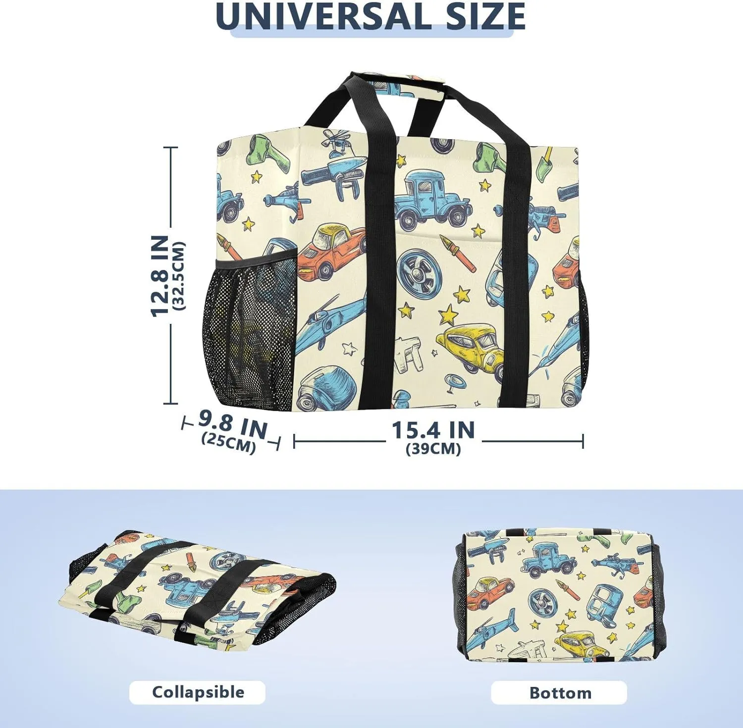ALAZA Cute Tractor Vehicle Waterproof Beach Tote Bags