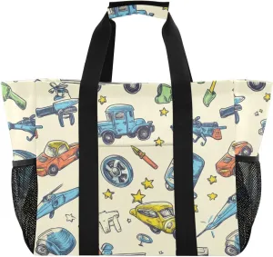 ALAZA Cute Tractor Vehicle Waterproof Beach Tote Bags