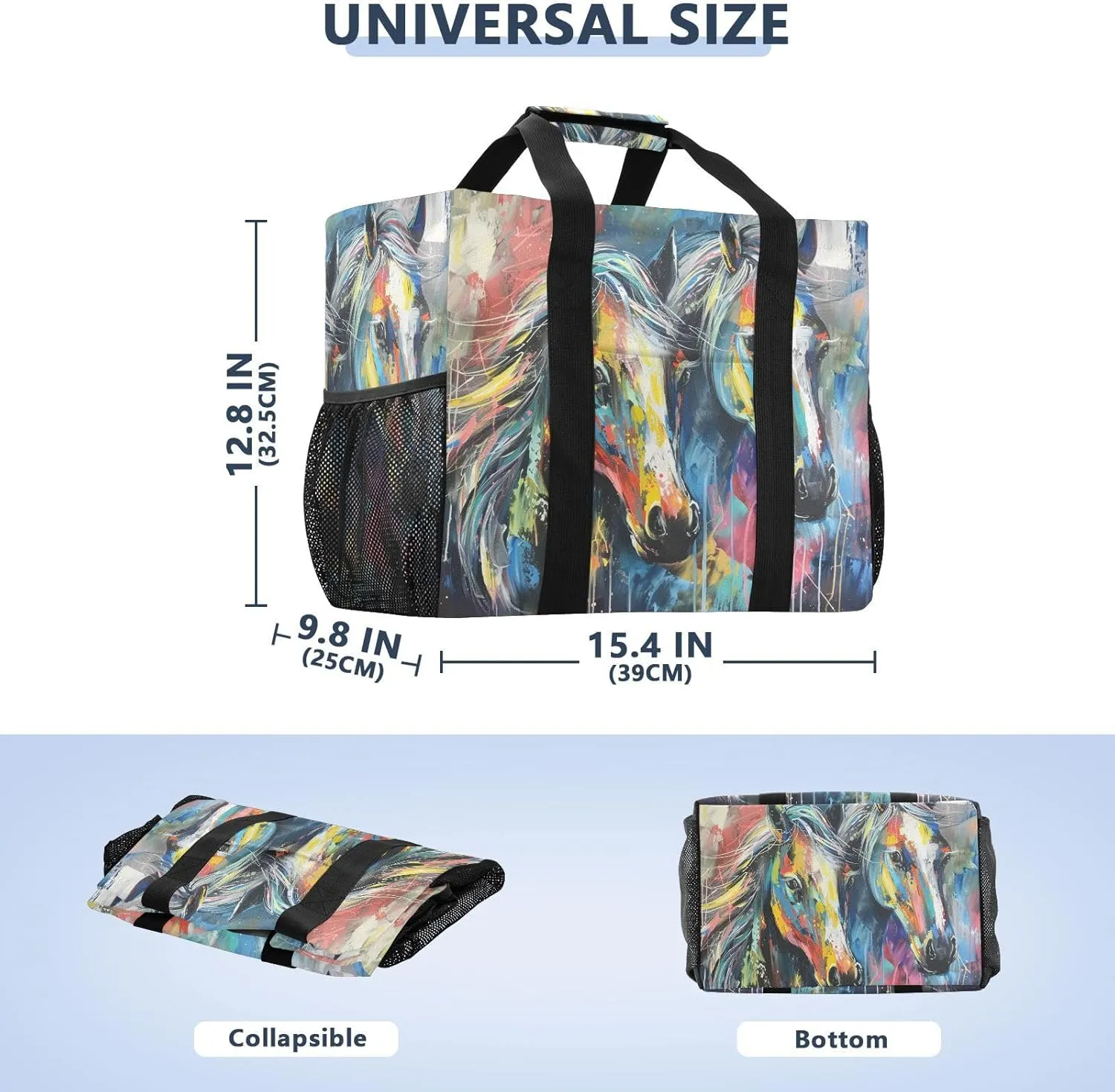 ALAZA Horse with Butterfly Waterproof Beach Tote Bags
