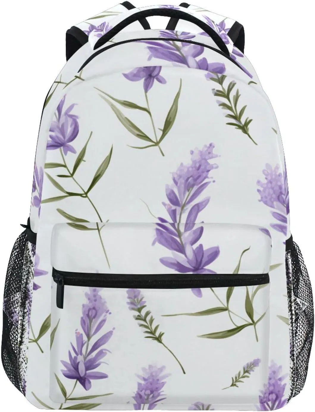 ALAZA Purple Lavender White Backpacks for Girls Boys School Backpack Kids Bookbag 3rd 4th 5th Grade Elementary Students Daypacks Travel Laptop Shoulder Bag