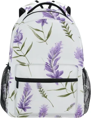 ALAZA Purple Lavender White Backpacks for Girls Boys School Backpack Kids Bookbag 3rd 4th 5th Grade Elementary Students Daypacks Travel Laptop Shoulder Bag