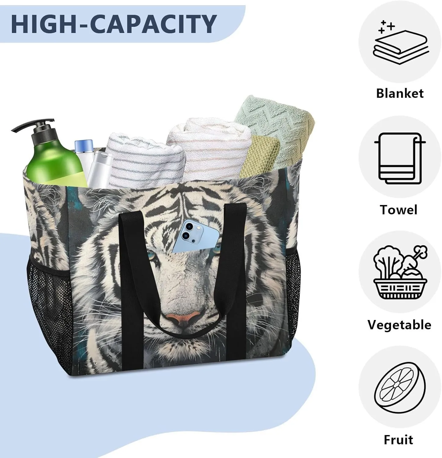 ALAZA Rooster Sun Sunflower Waterproof Beach Tote Bags