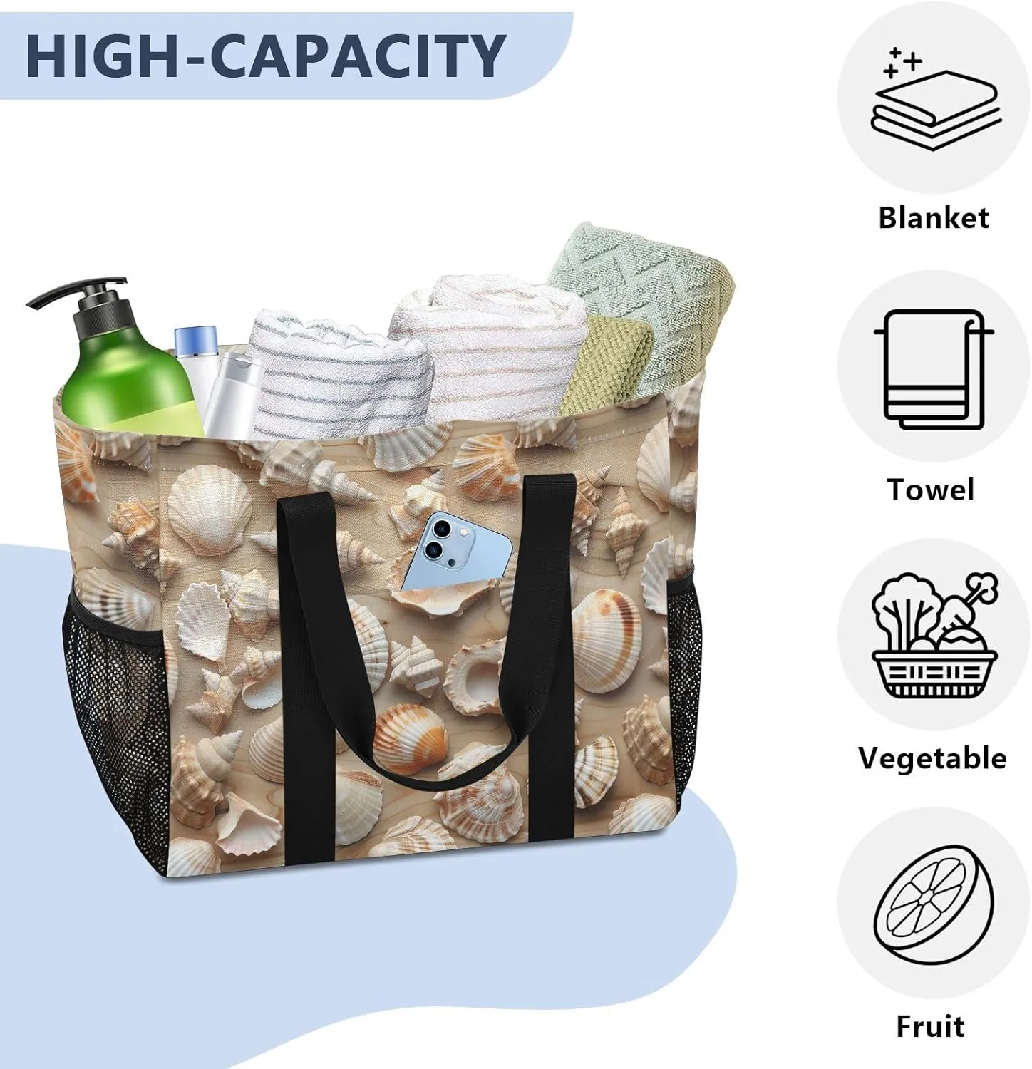 ALAZA Starfish Seamless Waterproof Beach Tote Bags