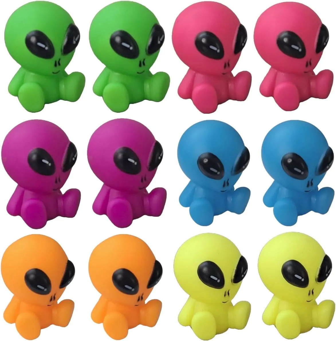 Alien Party Favor Toys for Kids (12-Pack) | Unique Birthday Party Goodie Bags. Alien Action Figures Rubber Bathtub Toys and Pool Party Party Favors. (6-Colors)