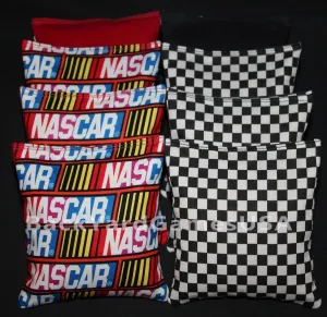 All Weather Cornhole BEANBAGS Made w NASCAR Racing Fabric & Race Car Flag