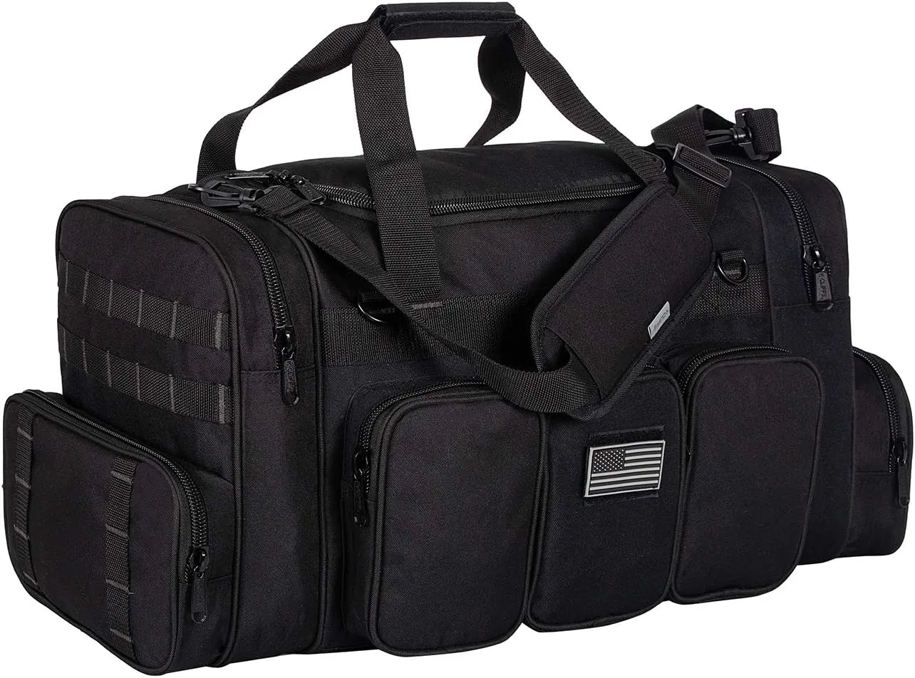 All_Fine 22 Inch Gun Range Tactical Duffel Bag with US Flag Patch Lockable
