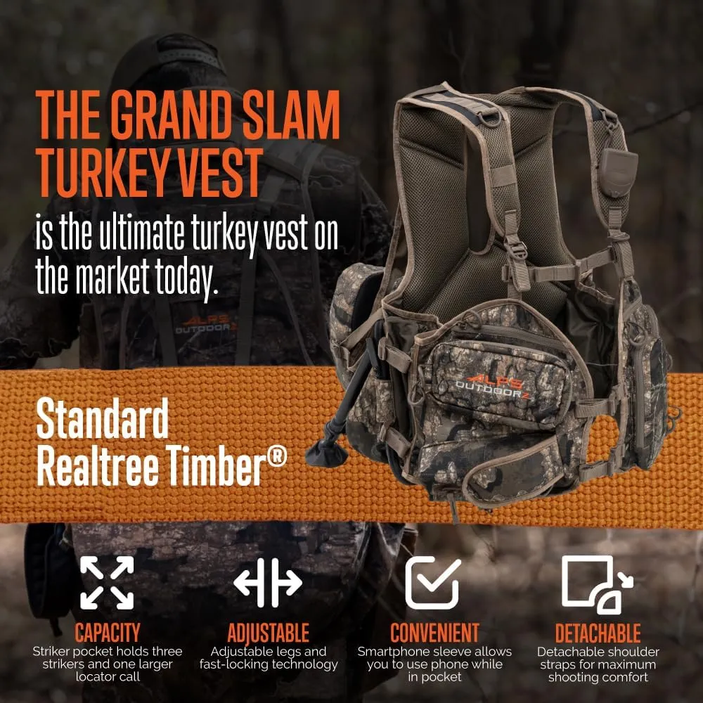 ALPS OutdoorZ Grand Slam Turkey Vest, Sit Anywhere Kickstand Removeable Frame and Memory Foam Seat