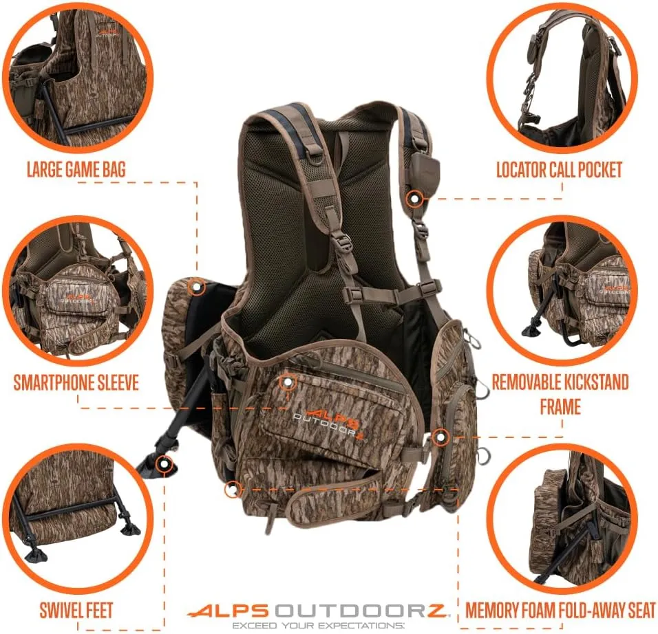 ALPS OutdoorZ Grand Slam Turkey Vest, Sit Anywhere Kickstand Removeable Frame and Memory Foam Seat