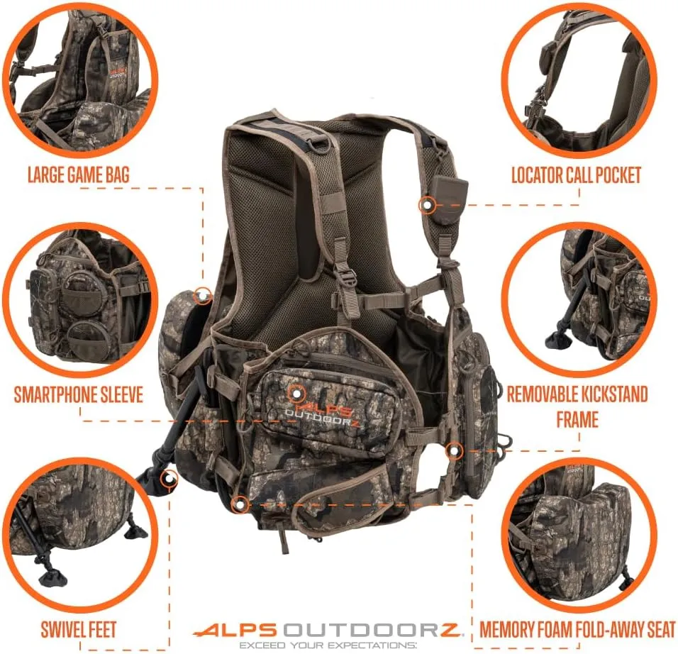 ALPS OutdoorZ Grand Slam Turkey Vest, Sit Anywhere Kickstand Removeable Frame and Memory Foam Seat