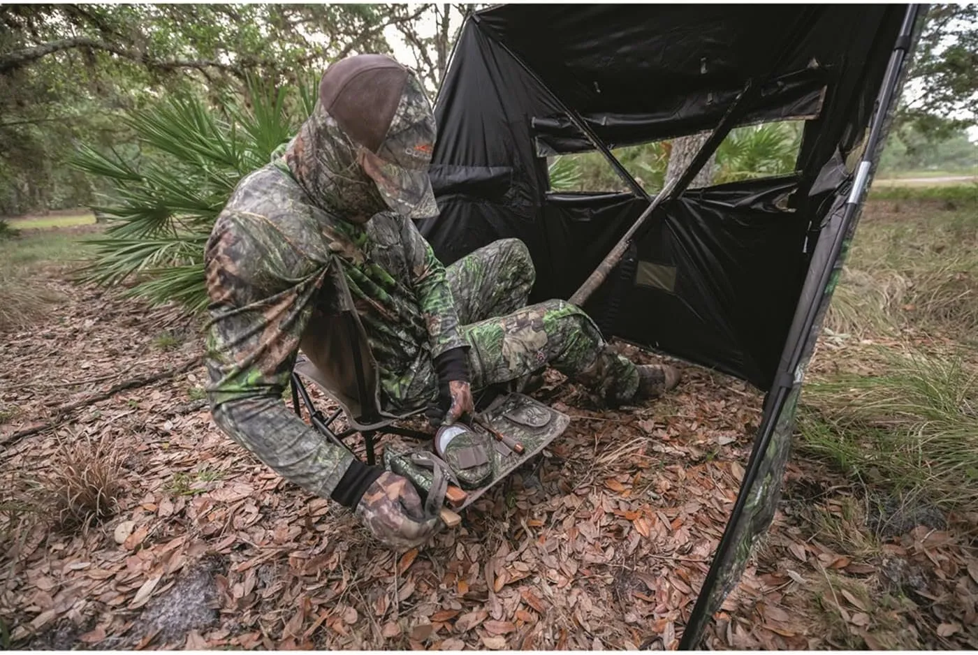 ALPS OutdoorZ High Ridge Foldable Hunting Chair Featuring Side Table to Accommodate Calls and Strikers, Insect Repeller Pocket, and Shoulder Carry Bag