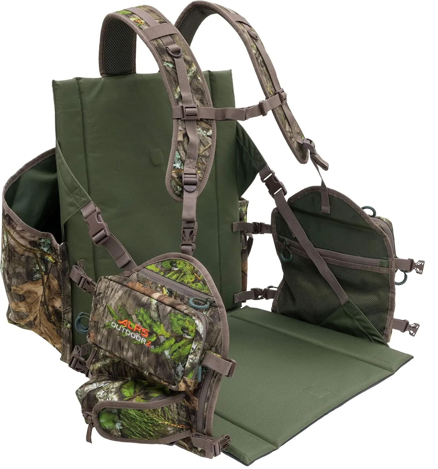 ALPS OutdoorZ Impact Camo Turkey Vest with Removable Flip Down Seat, Game Bag and Plenty of Pockets for Calls and Strikers