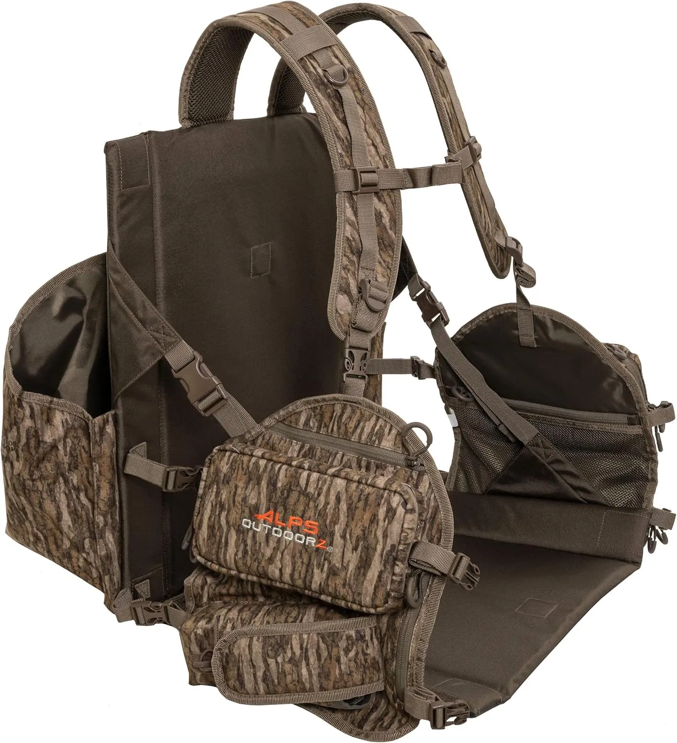 ALPS OutdoorZ Impact Camo Turkey Vest with Removable Flip Down Seat, Game Bag and Plenty of Pockets for Calls and Strikers