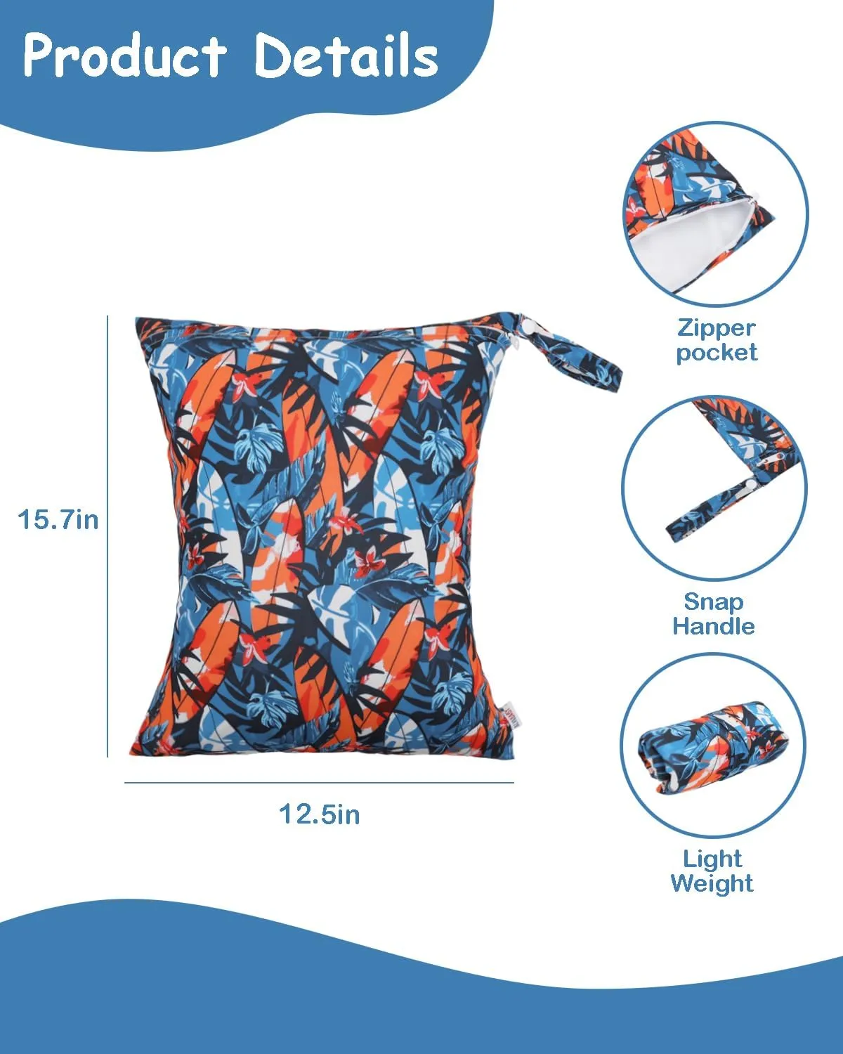 ALVABABY Hawaii 2pcs Superior Waterproof Dry Bags,One Reusable Zippered Pocket Outdoor Bags,Travel,Beach,Pool,Daycare,Soiled Baby Items,Yoga Gym Bag,Wet Bag for Swimsuit 2LWM01A-I