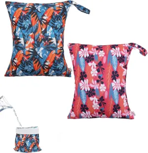 ALVABABY Hawaii 2pcs Superior Waterproof Dry Bags,One Reusable Zippered Pocket Outdoor Bags,Travel,Beach,Pool,Daycare,Soiled Baby Items,Yoga Gym Bag,Wet Bag for Swimsuit 2LWM01A-I