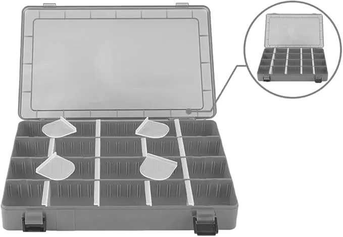 Amber Fight Gear Tackle Box Organizer with Adjustable Dividers, Waterproof Fishing Tackle Storage, Plastic Box Organizer Trays, Black