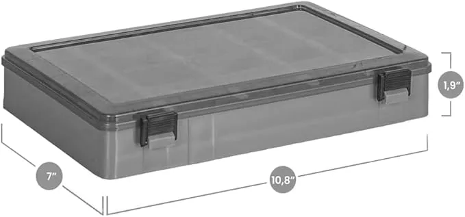 Amber Fight Gear Tackle Box Organizer with Adjustable Dividers, Waterproof Fishing Tackle Storage, Plastic Box Organizer Trays, Black