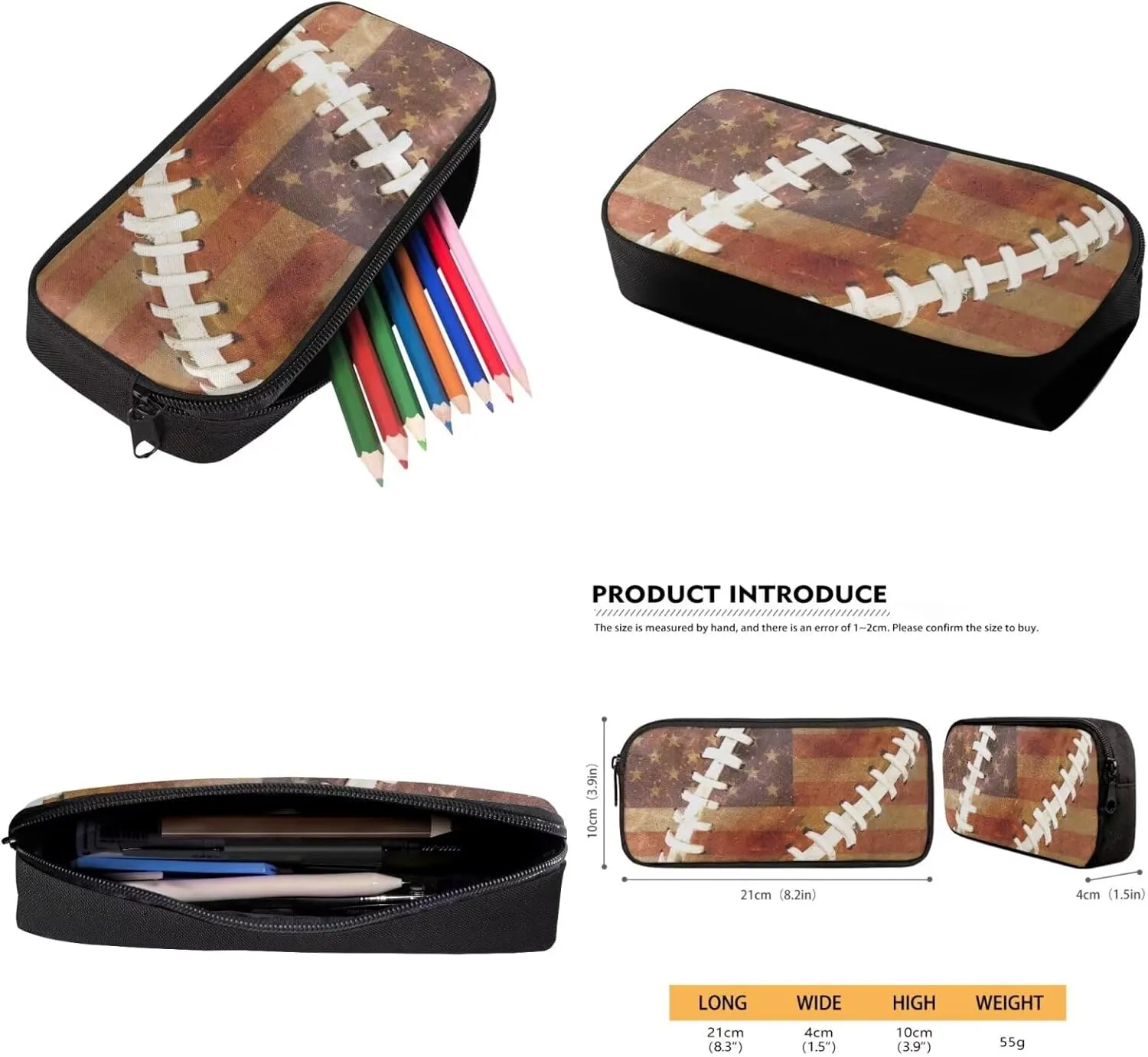 American Flag Baseball Design Backpack Schoolbag Set for Kids Teen 3 Pieces Preschool Elementary School Backpack Bookbag with Reusable Lunchbox Pencil Case Pouch Set