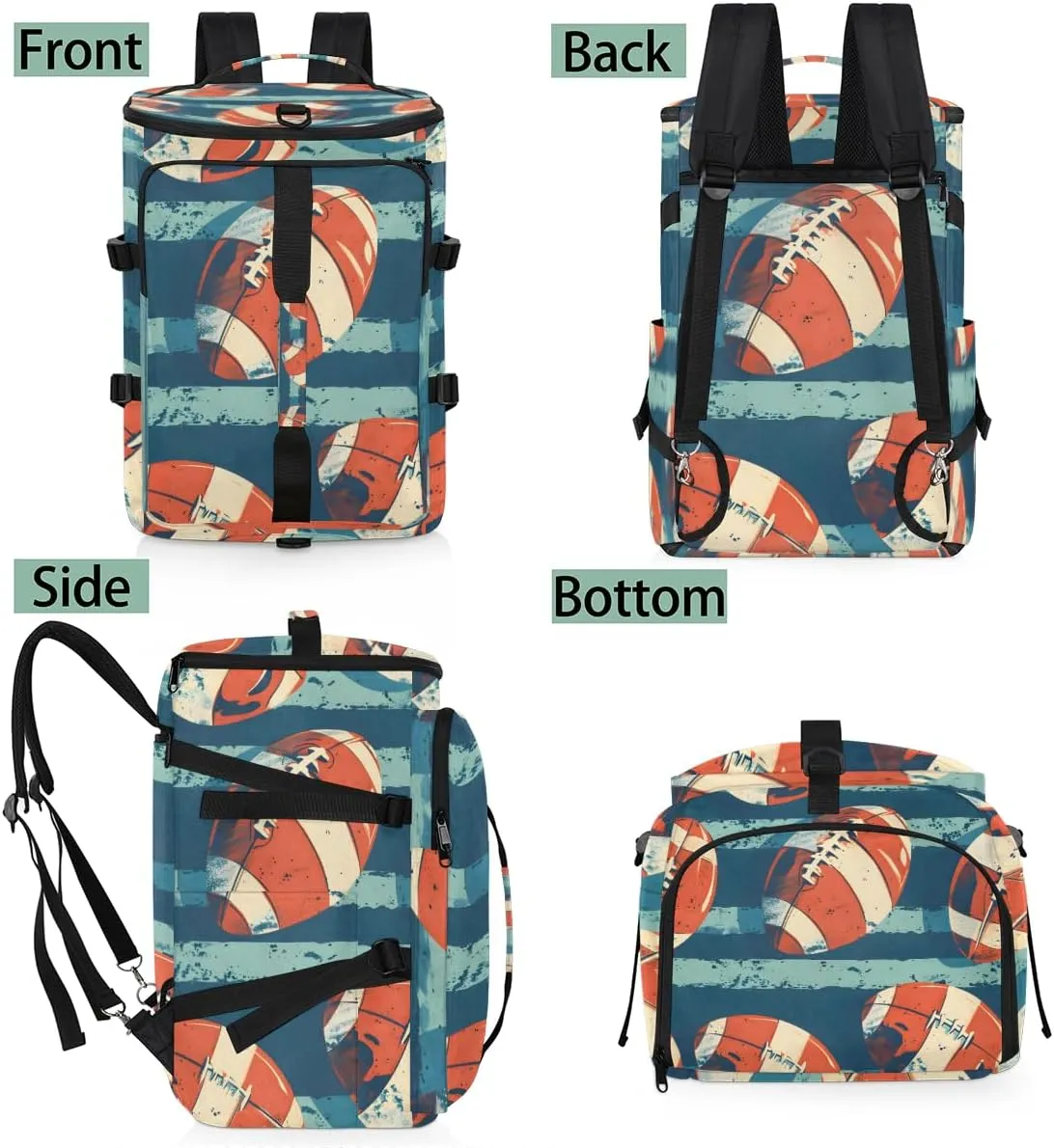 American Football Travel Backpack Carry On Flight Approved for Men Women, Lightweight Large Luggage Weekender Casual Daypack Backpacks Duffle Bags for Traveling Airplane