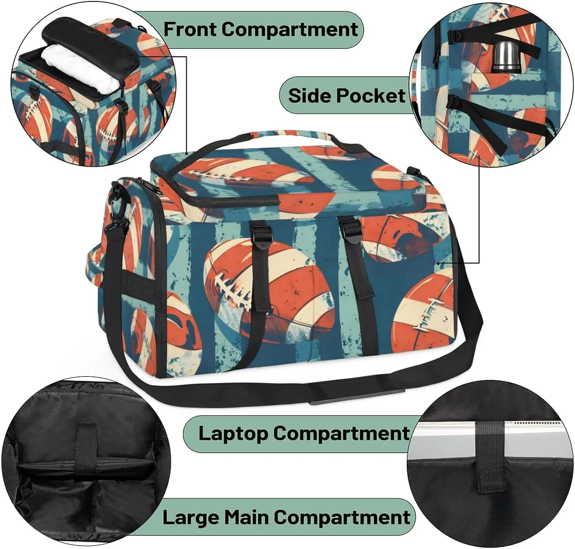 American Football Travel Backpack Carry On Flight Approved for Men Women, Lightweight Large Luggage Weekender Casual Daypack Backpacks Duffle Bags for Traveling Airplane