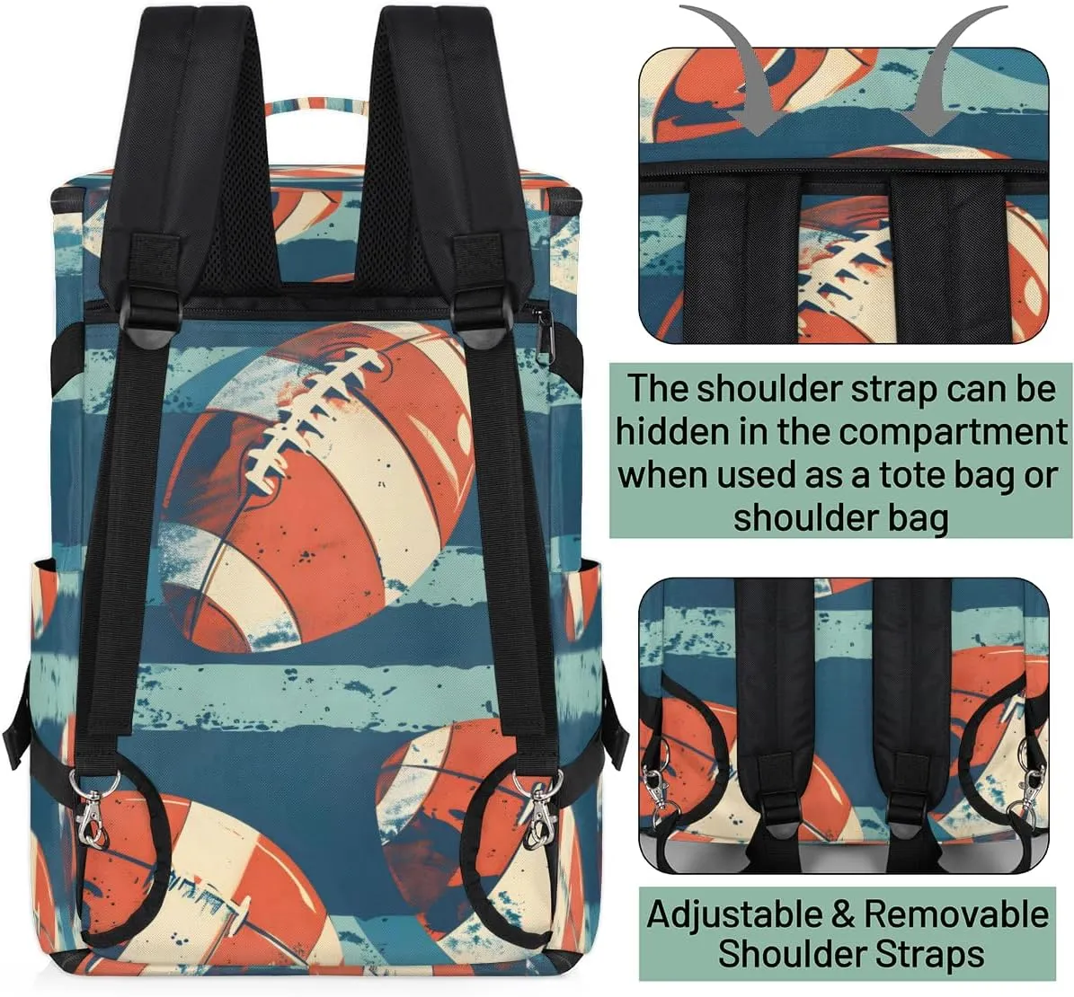 American Football Travel Backpack Carry On Flight Approved for Men Women, Lightweight Large Luggage Weekender Casual Daypack Backpacks Duffle Bags for Traveling Airplane