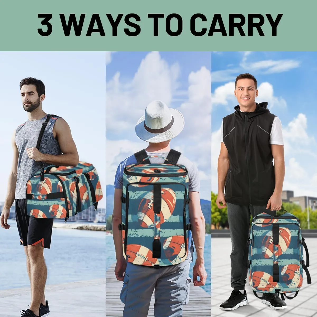 American Football Travel Backpack Carry On Flight Approved for Men Women, Lightweight Large Luggage Weekender Casual Daypack Backpacks Duffle Bags for Traveling Airplane