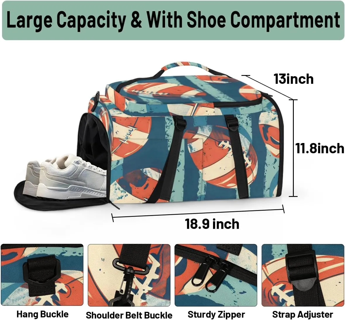 American Football Travel Backpack Carry On Flight Approved for Men Women, Lightweight Large Luggage Weekender Casual Daypack Backpacks Duffle Bags for Traveling Airplane