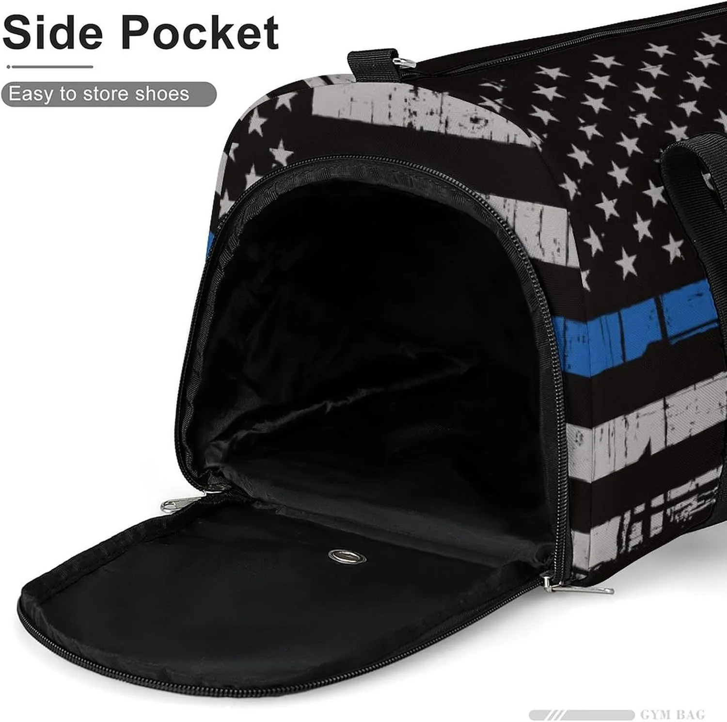 American Police Thin Blue Line Flag Art A Fitness Bag with Large Storage Space Is Suitable for Portable Outdoor Use