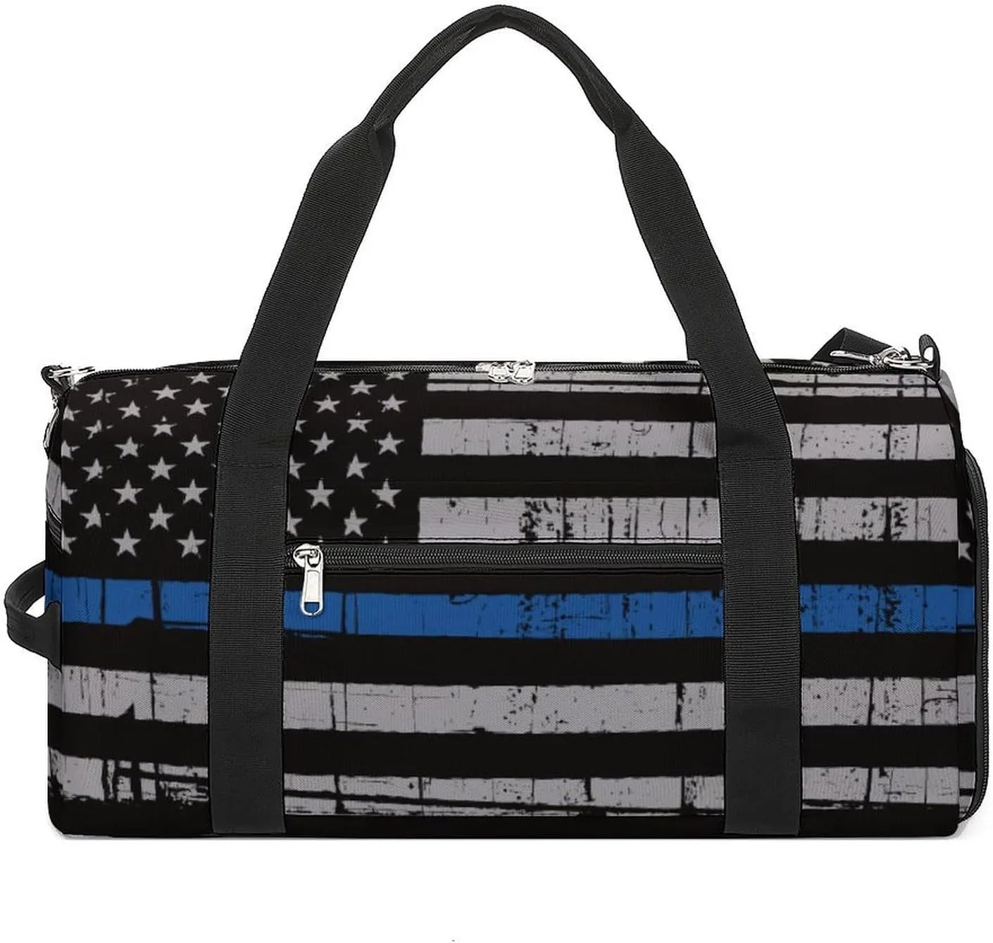 American Police Thin Blue Line Flag Art A Fitness Bag with Large Storage Space Is Suitable for Portable Outdoor Use