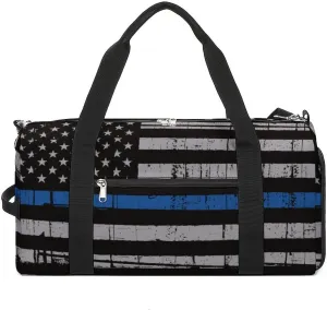 American Police Thin Blue Line Flag Art A Fitness Bag with Large Storage Space Is Suitable for Portable Outdoor Use