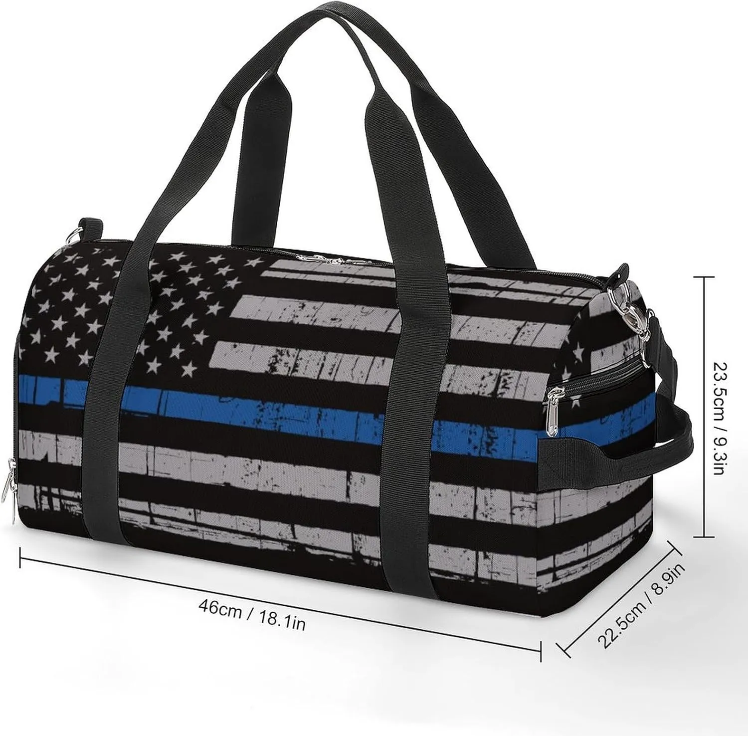 American Police Thin Blue Line Flag Art A Fitness Bag with Large Storage Space Is Suitable for Portable Outdoor Use